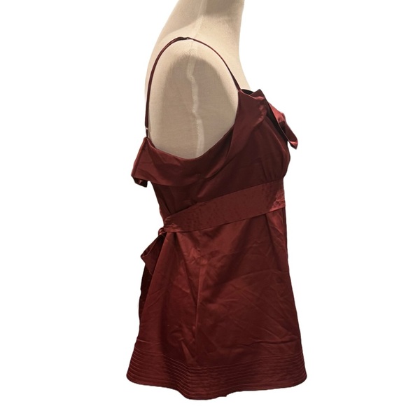 Like New BCBGMaxAzria Burgundy Satin Camisole Size Large - Picture 2 of 8